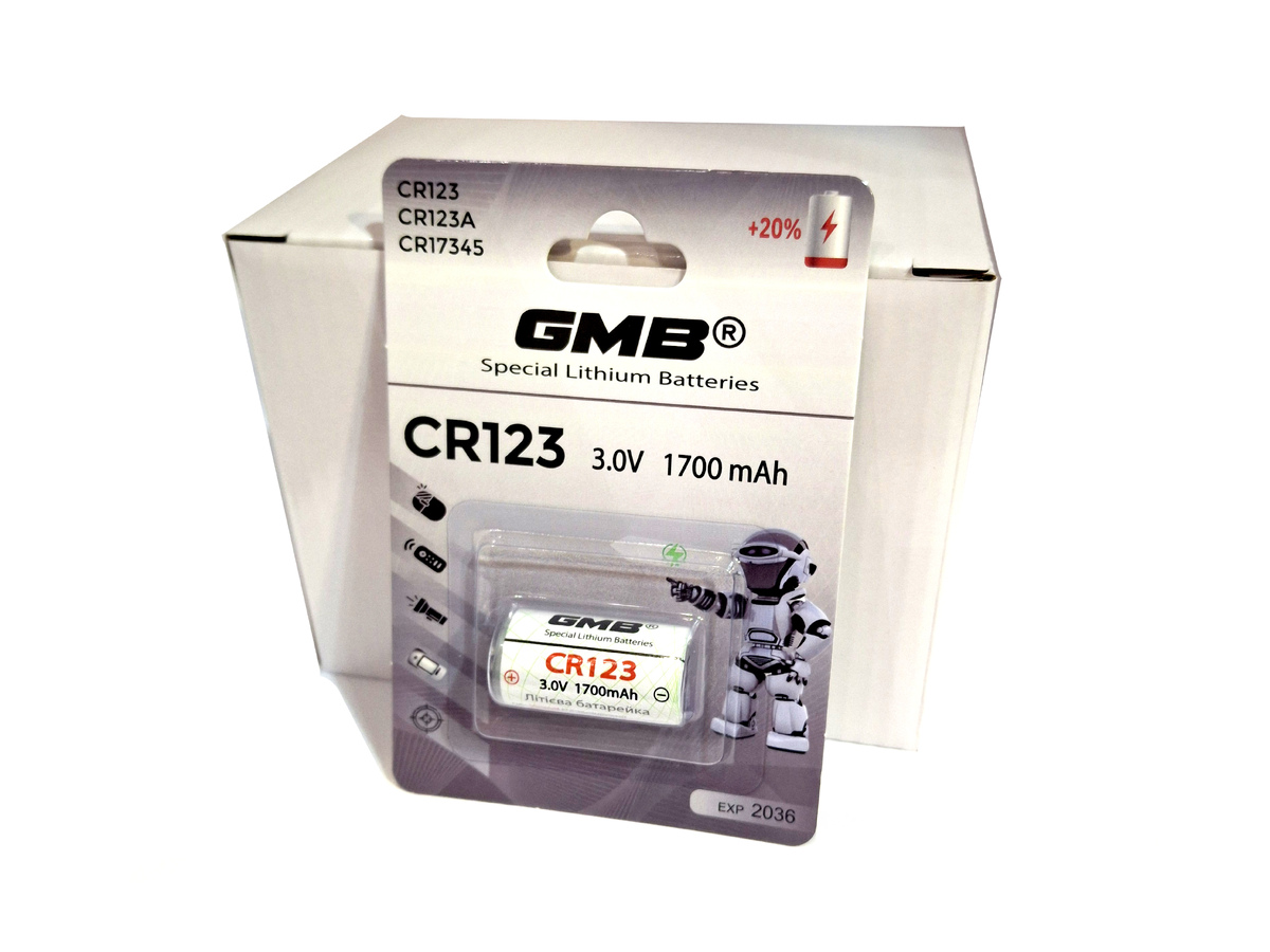 100 шт GMB CR123A 3.0V 1700mAh  Літієва батарейка, блістер, ЛОТ 100 шт